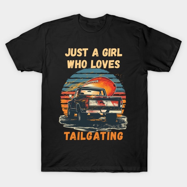 Just a Girl Who Loves Tailgating T-Shirt by Rocky Ro Designs